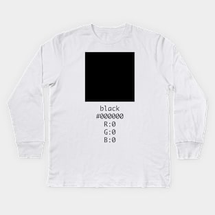 Black Hex and RGB Code Kids Long Sleeve T-Shirt